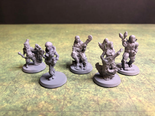 Performance Troupe Miniature Set – 28-33mm Scale | Bards & Entertainers
