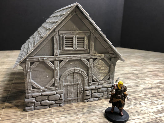 Stone Building Playset – 28-33mm Scale | Complete 5-Building Village Set