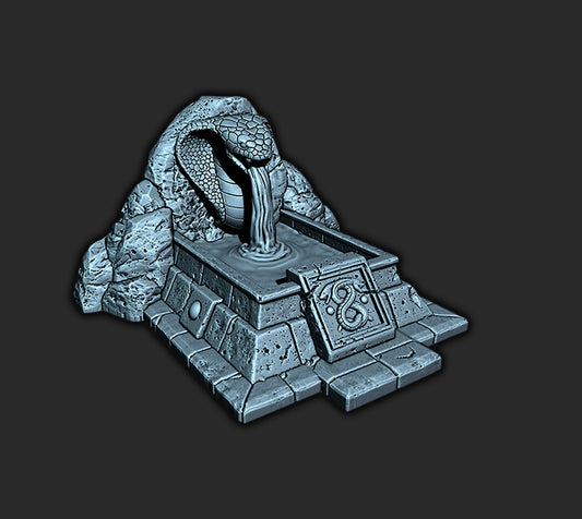 Stone Fountain Terrain – 28mm/32mm Scale | Decorative Scenery for Tabletop Games