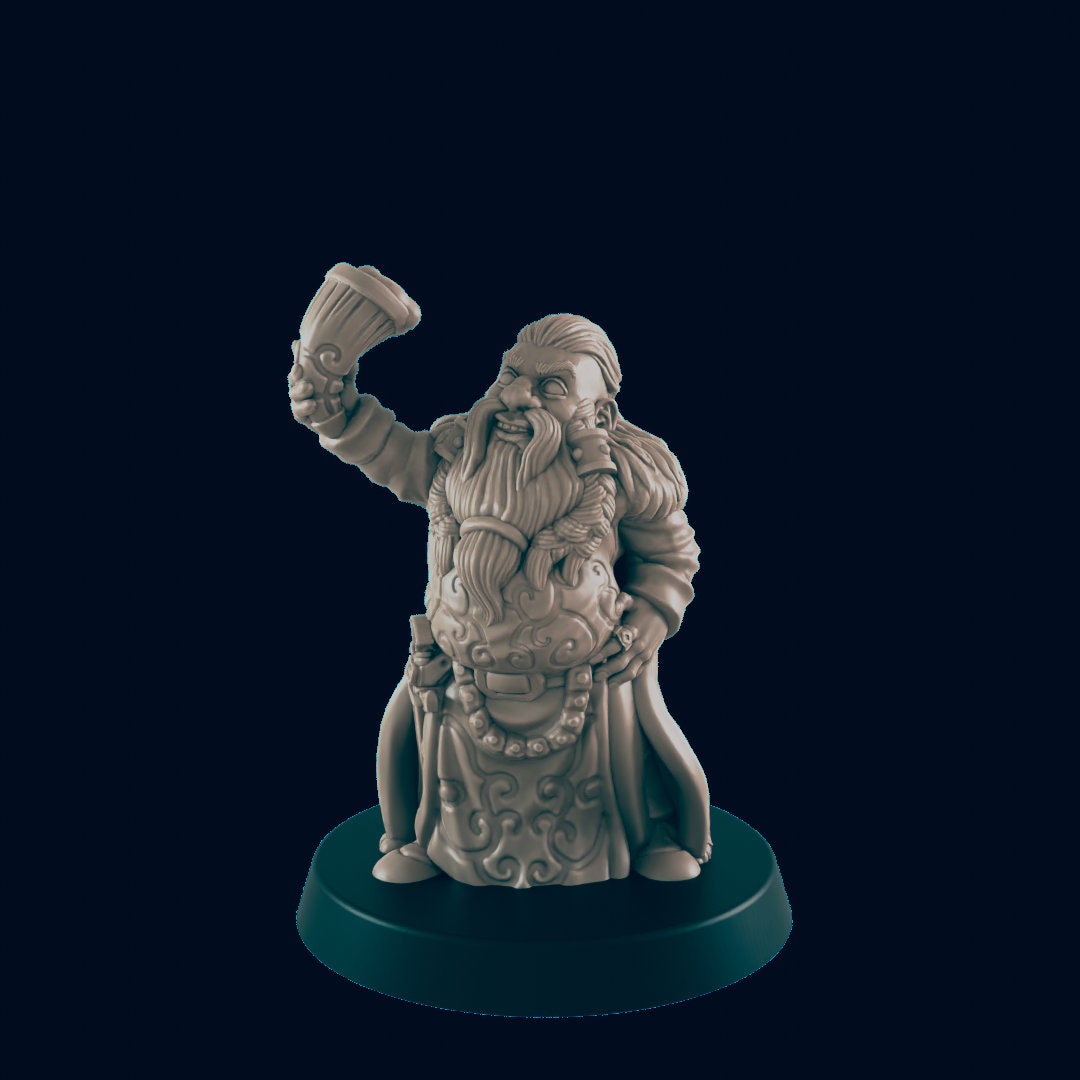 Dwarven Townsfolk Miniature – 28-33mm Scale | NPC Figure for RPG Town Encounters