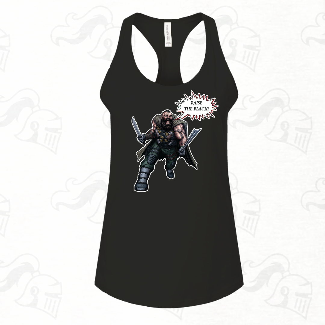 Raise The Black Character Womens Racerback Tank