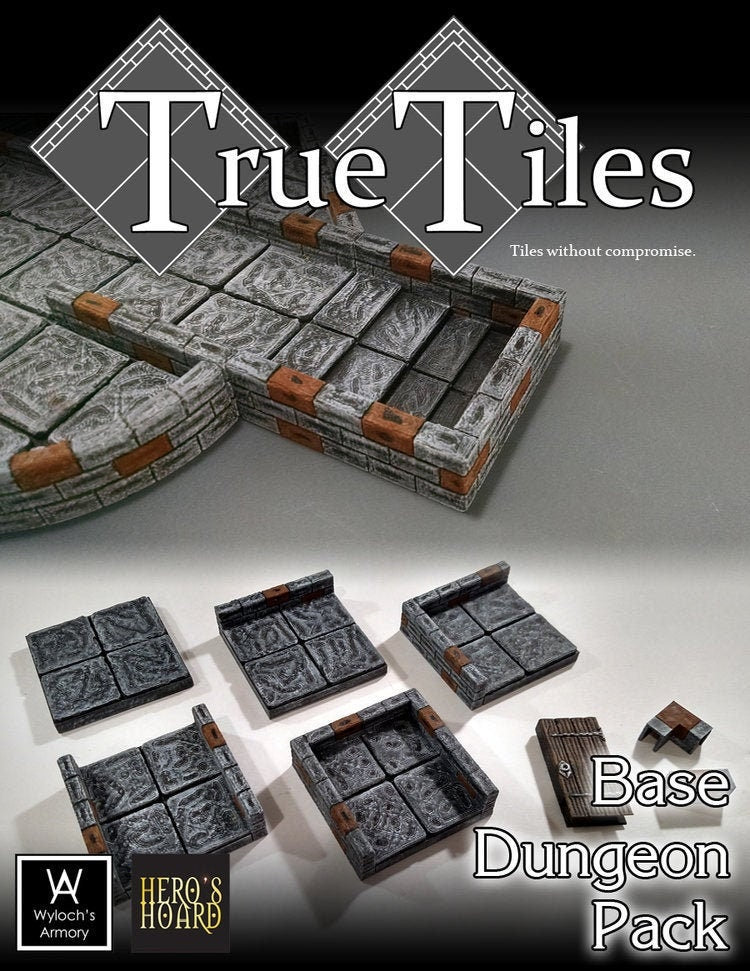 TrueTiles Dungeon Base Set – 30 Piece Modular Terrain Kit | D&D and Pathfinder
