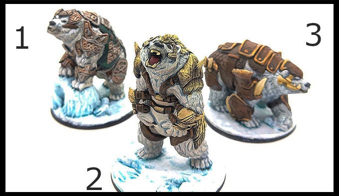Armored Bear Miniature – 28-33mm Scale | Battle-Hardened Polar Bear Mount