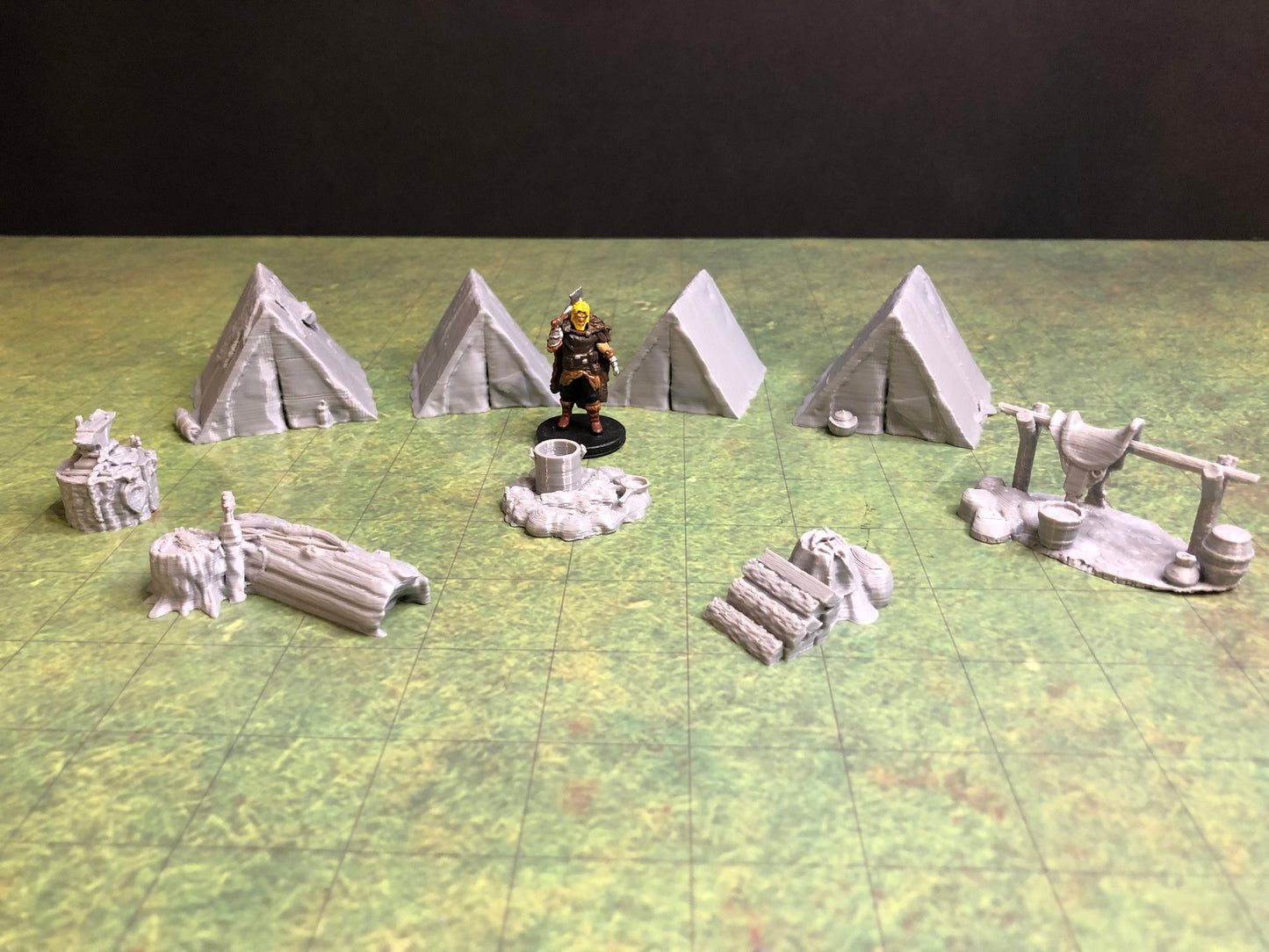 Adventurer’s Camp Playset – 28-33mm Scale | Complete Tabletop RPG Campsite Terrain