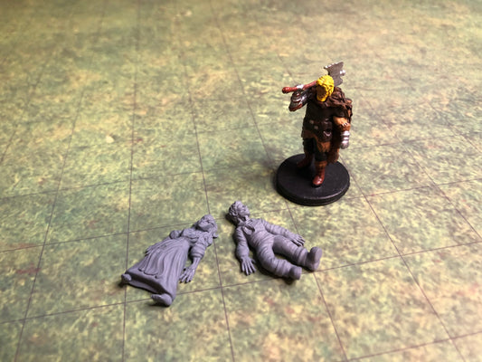 Dead Bodies Miniature Set – 28-33mm Scale | Tabletop RPG Scatter & Objective Markers