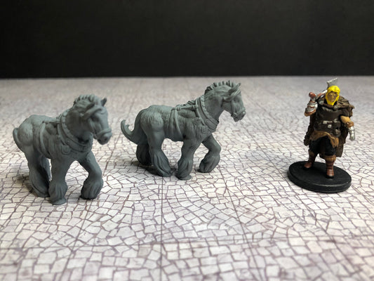 Horse Miniatures (2-Pack) – 28-33mm Scale | Travel & Cavalry RPG Figures