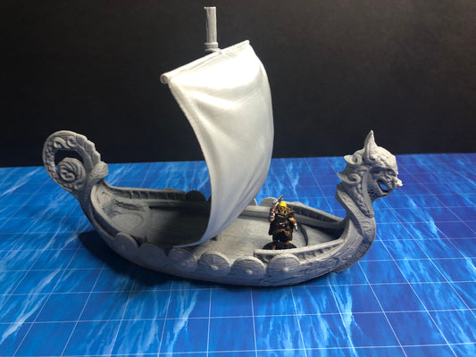 Longboat Miniature – 28-33mm Scale | Viking & Nautical Tabletop RPG Terrain