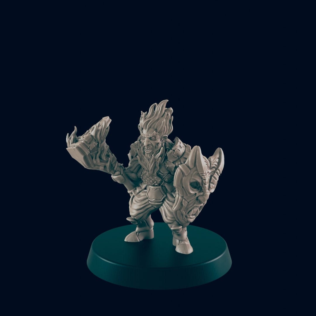 Azer Miniature – 28mm/32mm Scale | Fire Dwarf Elemental for D&D and Pathfinder