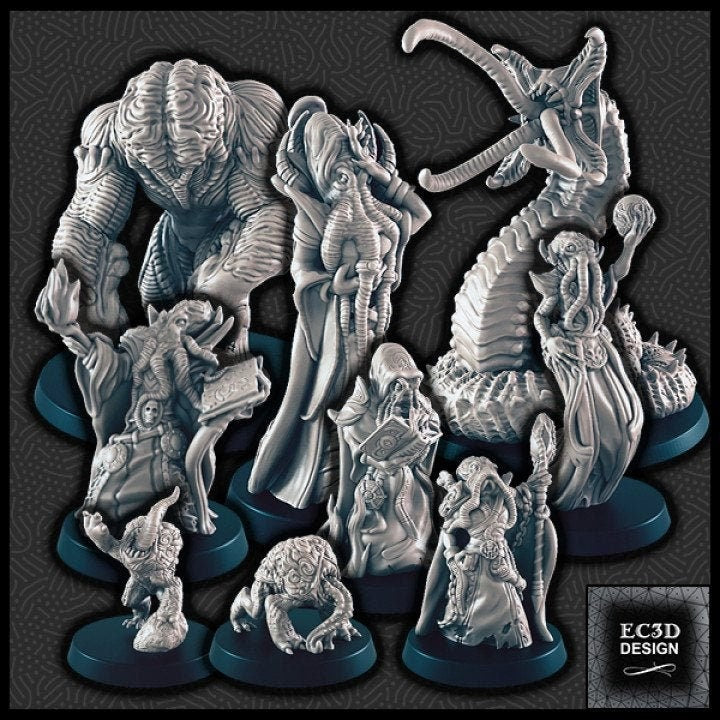 Mind Flayer Miniatures – 28-33mm Scale | Underdark Alien Nobles & Wizards