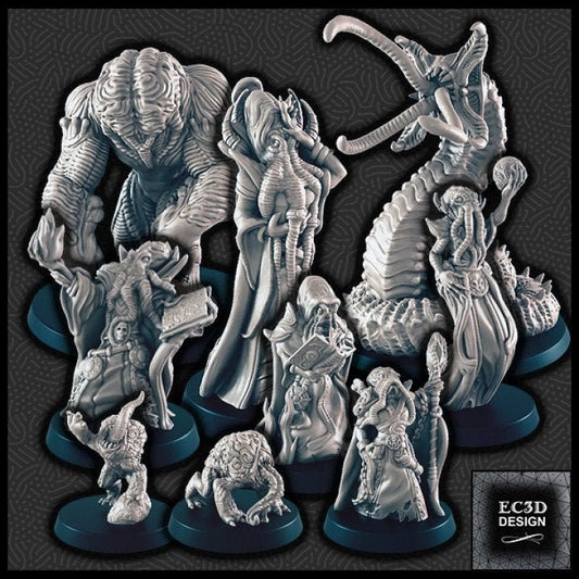 Mind Flayer Miniatures – 28-33mm Scale | Underdark Alien Nobles & Wizards