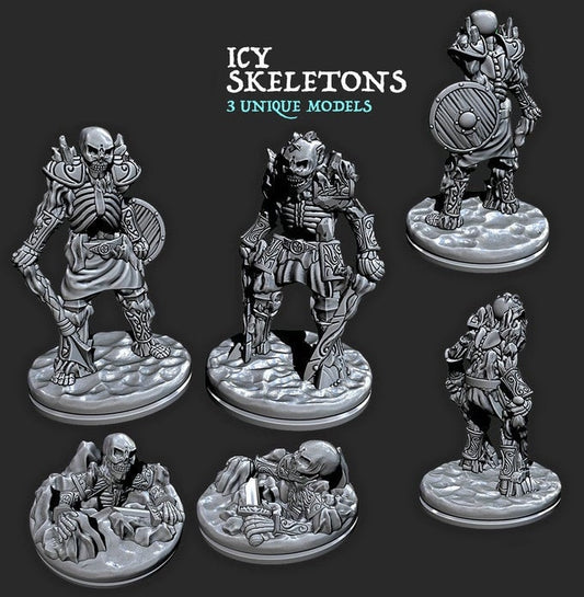 Icy Skeleton Miniature – 28-33mm Scale | Frozen Undead for Arctic RPG Encounters