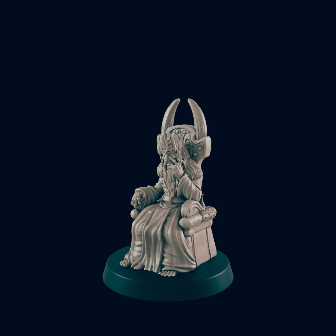Mad King Miniature – 28-33mm Scale | Royal Undead or Insane Villain for RPGs