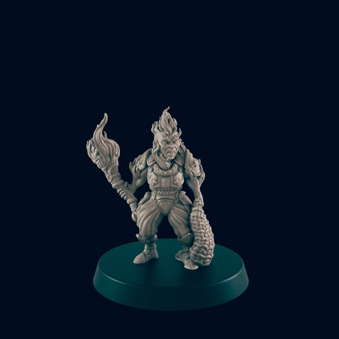 Azer Miniature – 28mm/32mm Scale | Fire Dwarf Elemental for D&D and Pathfinder
