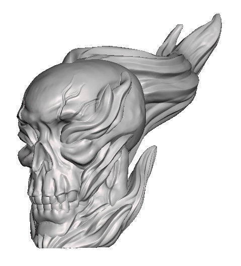 Flame Skull Miniature – 28-33mm Scale | Undead Guardian for D&D Dungeons