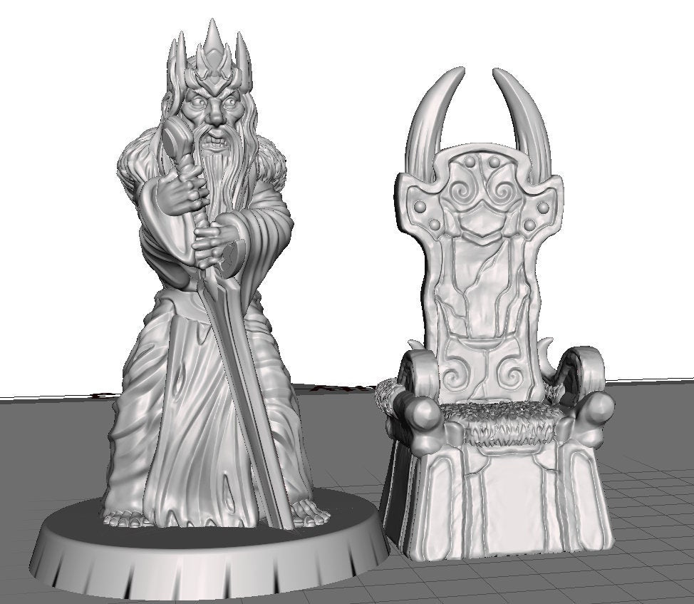 Mad King Miniature – 28-33mm Scale | Royal Undead or Insane Villain for RPGs