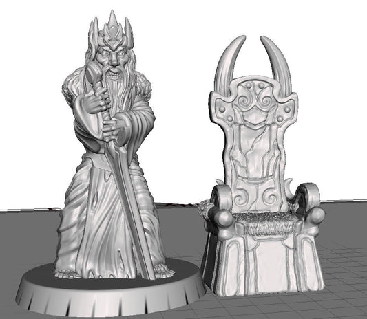 Mad King Miniature – 28-33mm Scale | Royal Undead or Insane Villain for RPGs