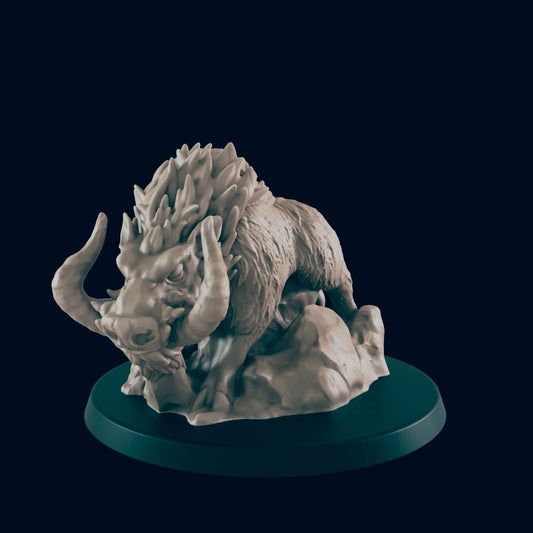 Dire Boar Miniature – 28-33mm Scale | Beast Creature for Tabletop RPGs