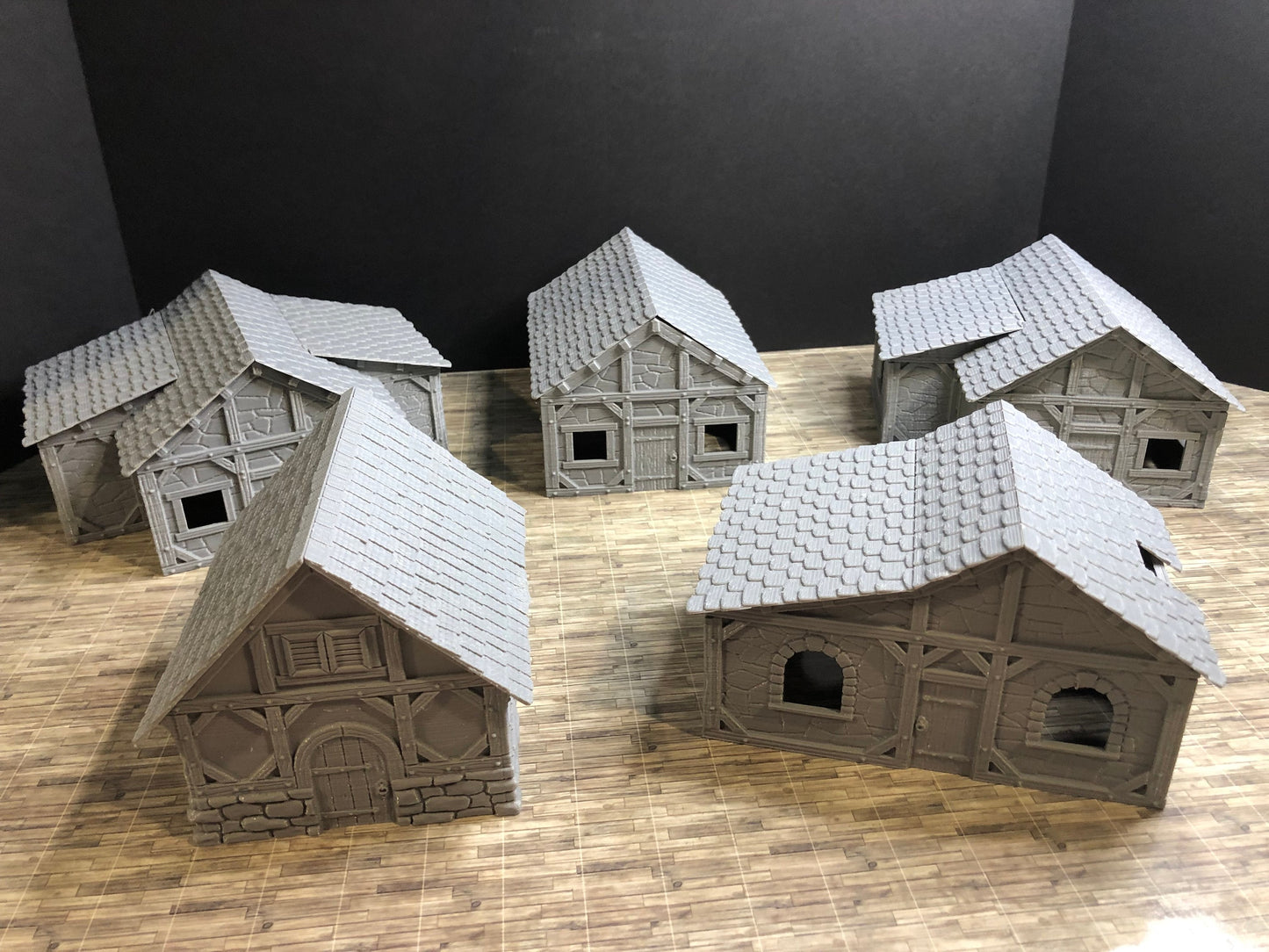 Stone Building Playset – 28-33mm Scale | Complete 5-Building Village Set