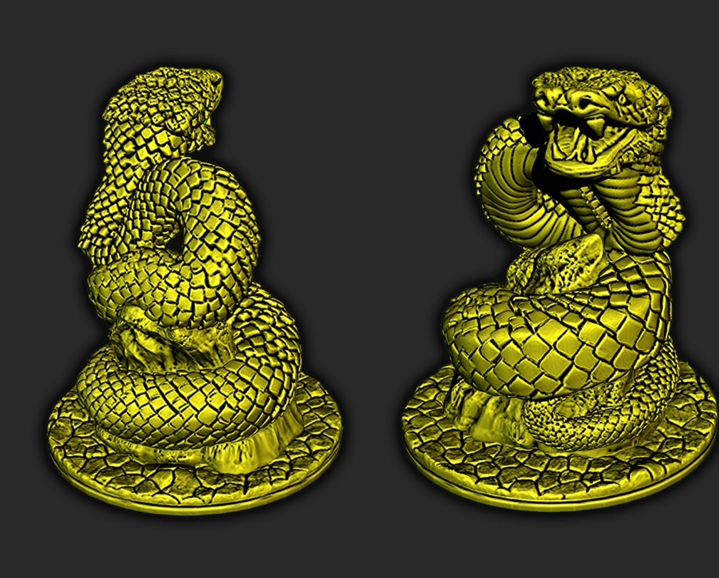 Desert Viper Miniature – 28-33mm Scale | Serpentine Creature for Tabletop RPGs