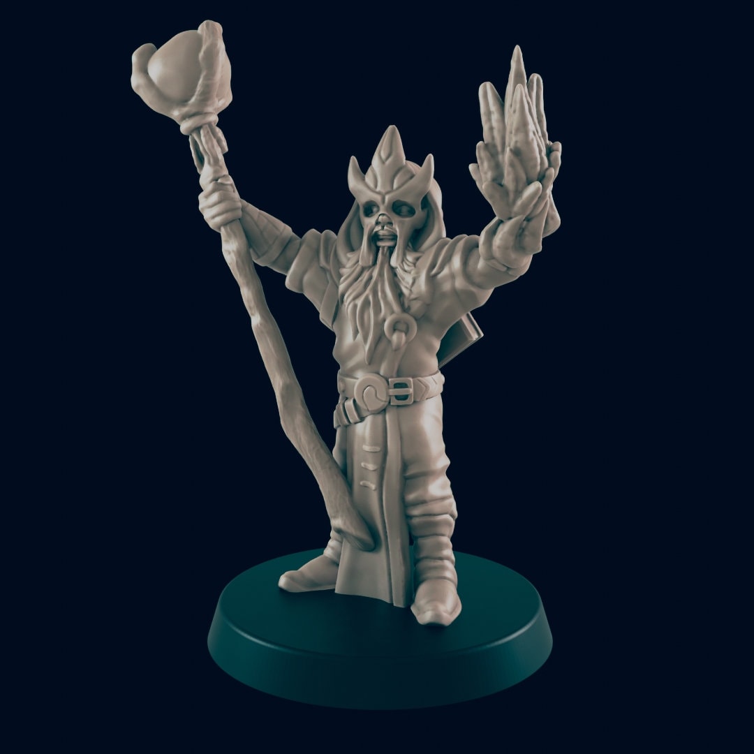 Evil Wizard Miniature – 28-33mm Scale | Dark Spellcaster & Boss Figure