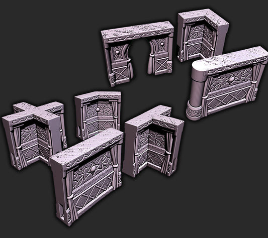 Desert Palace Walls – 28-33mm Scale | Modular Interior Dungeon Build