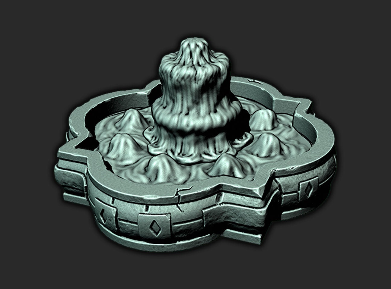 Stone Fountain Terrain – 28mm/32mm Scale | Decorative Scenery for Tabletop Games