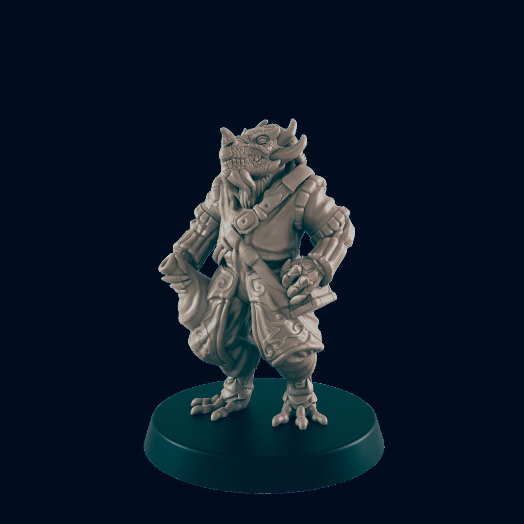 Dragonborn Townsfolk Miniature – 28-33mm Scale | Dragonkin NPC for Tabletop RPGs