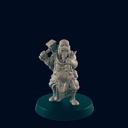Dwarven Blacksmith Miniature – 28-33mm Scale | Merchant NPC & Shopkeeper