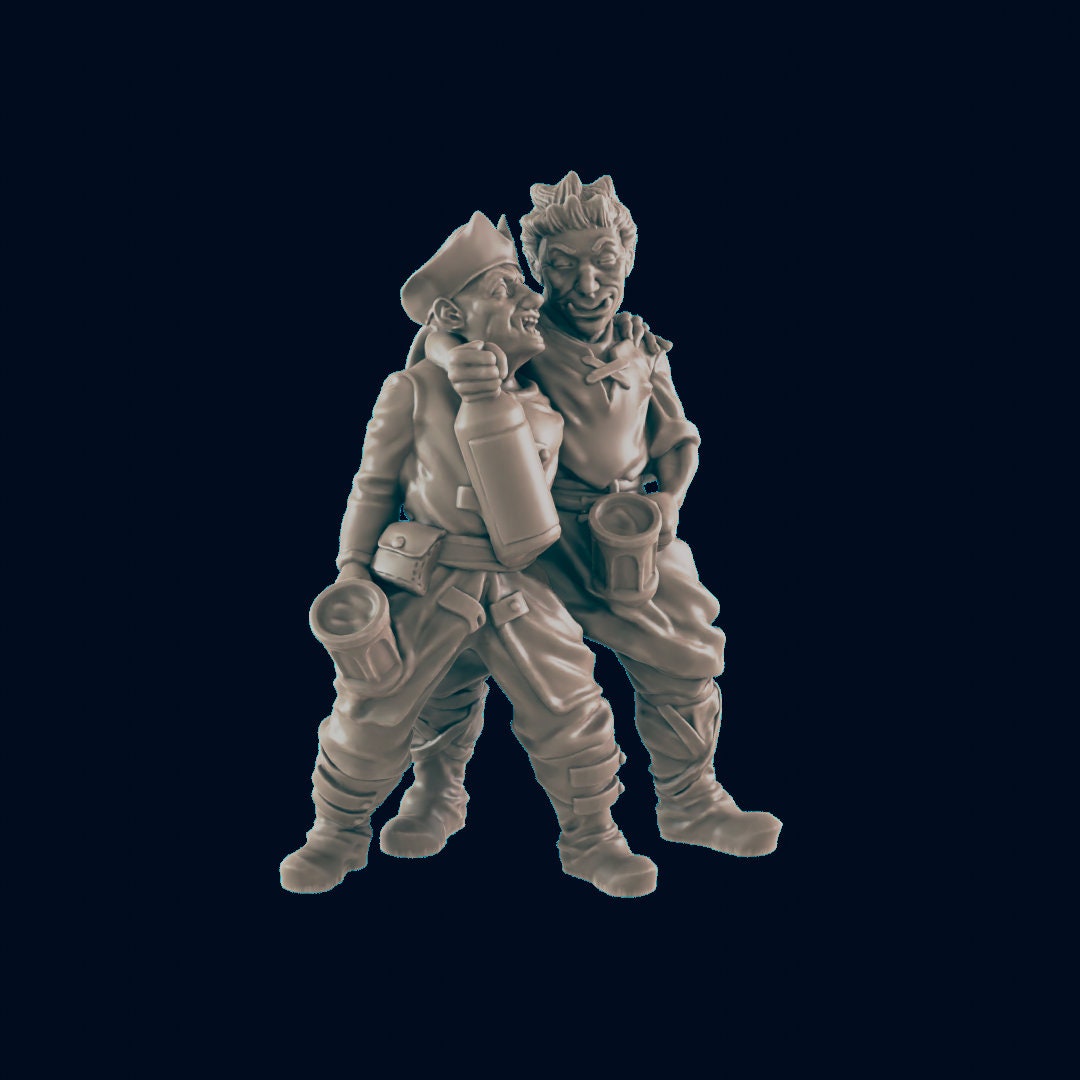 Pair of Drunks Miniatures – 28-33mm Scale | Tavern & Town NPC Figures