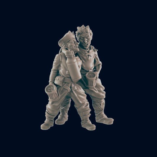 Pair of Drunks Miniatures – 28-33mm Scale | Tavern & Town NPC Figures