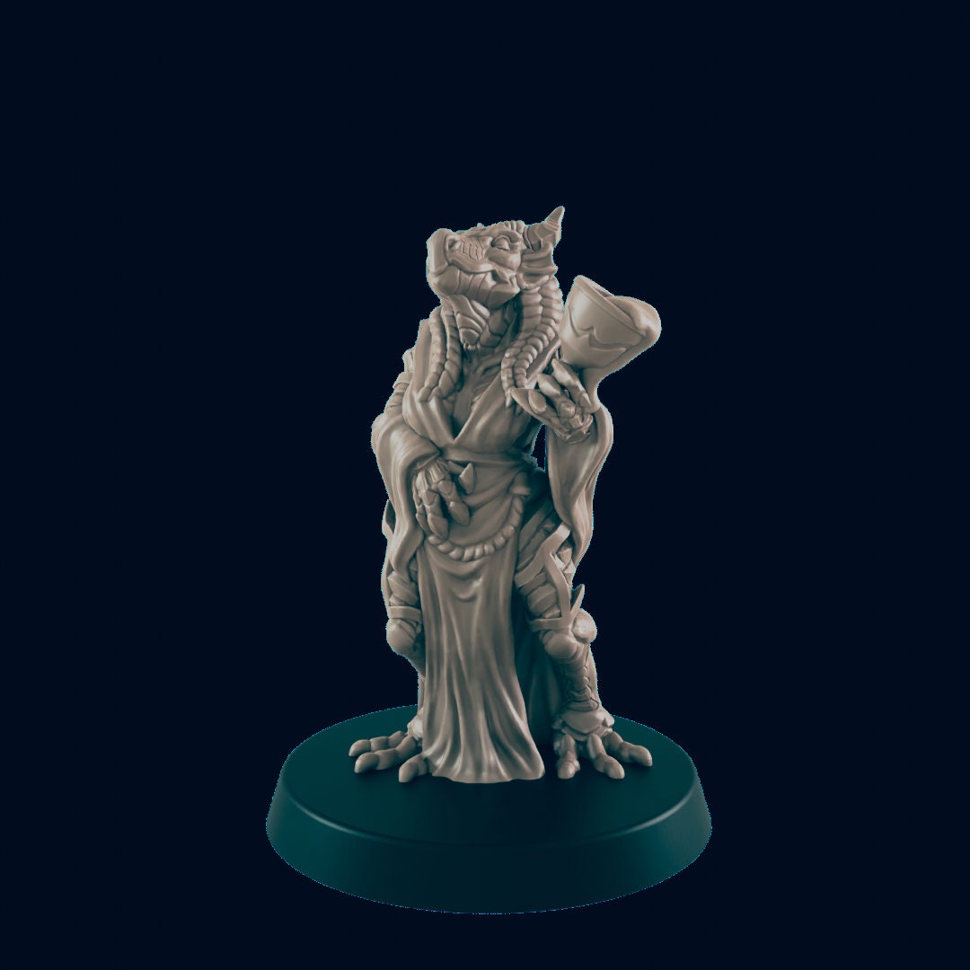 Dragonborn Townsfolk Miniature – 28-33mm Scale | Dragonkin NPC for Tabletop RPGs