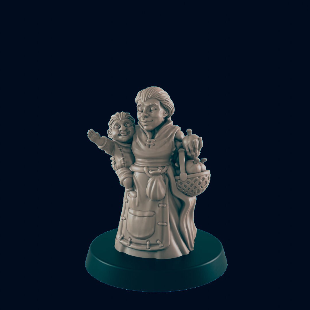 Dwarven Townsfolk Miniature – 28-33mm Scale | NPC Figure for RPG Town Encounters
